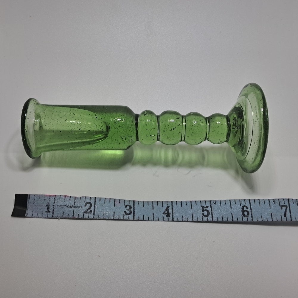 Hand Blown 1959 Green Jamestown Glass Candle Holder - Picture 4 of 4